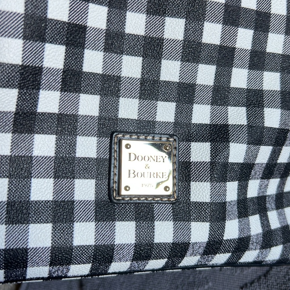 Dooney & Bourke Black & White Plaid Coated Cotton Zip Zip Satchel - Picture 5 of 15